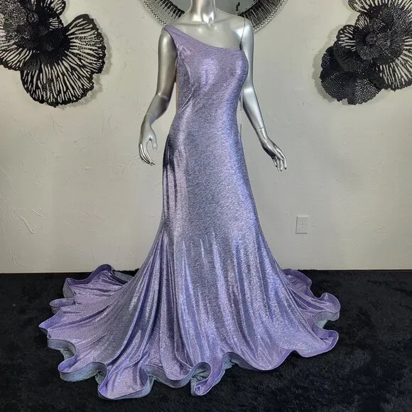 NWT~$530~JOVANI~18/20~LAVENDER MAXI MERMAID ONE SHOULDER PROM EVENING DRESS